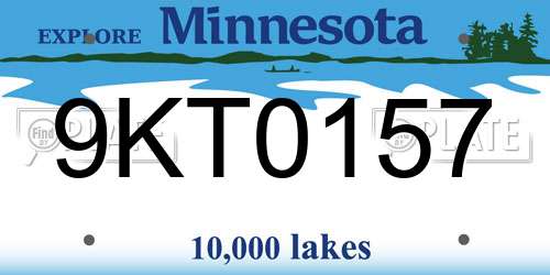 9KT0157 Minnesota License Plate