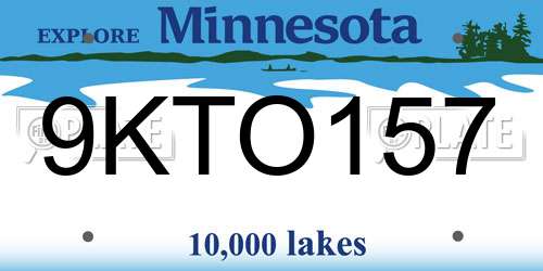 9KTO157 Minnesota License Plate