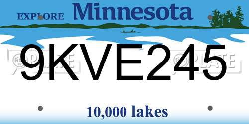 9KVE245 Minnesota License Plate