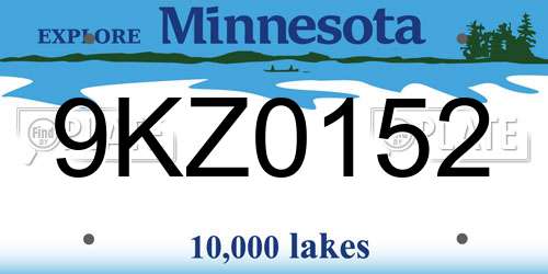 9KZ0152 Minnesota License Plate