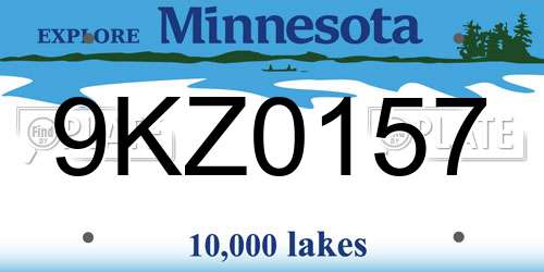 9KZ0157 Minnesota License Plate