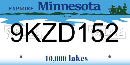 9KZD152 Minnesota License Plate