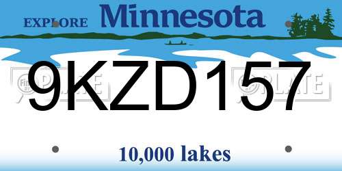 9KZD157 Minnesota License Plate