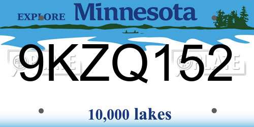 9KZQ152 Minnesota License Plate