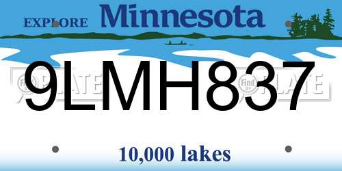 9LMH837 Minnesota License Plate