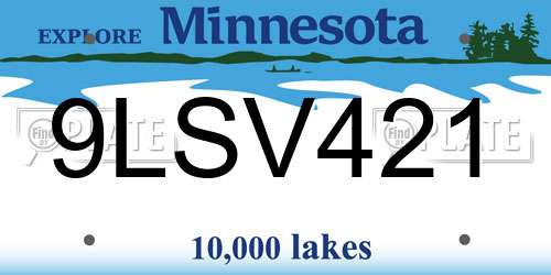 9LSV421 Minnesota License Plate
