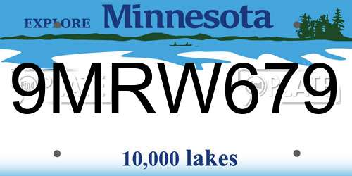 9MRW679 Minnesota License Plate