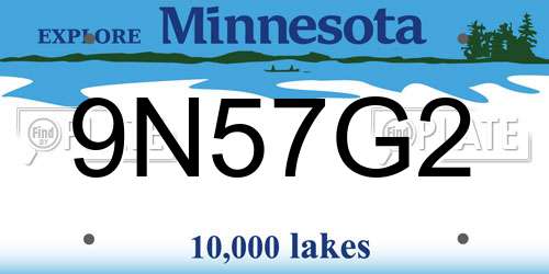 9N57G2 Minnesota License Plate