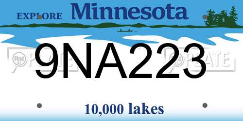 9NA223 Minnesota License Plate