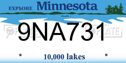 9NA731 Minnesota License Plate