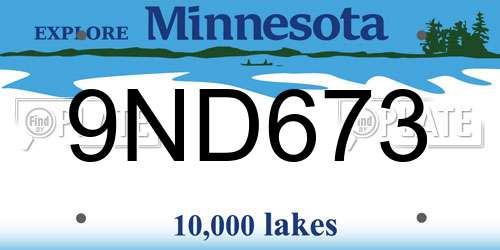 9ND673 Minnesota License Plate