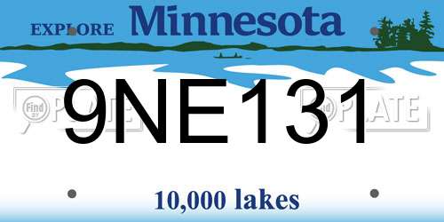9NE131 Minnesota License Plate