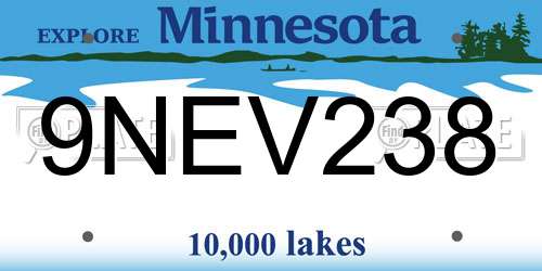 9NEV238 Minnesota License Plate