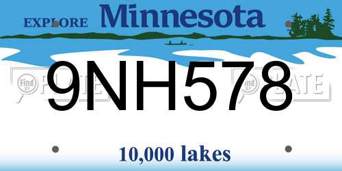 9NH578 Minnesota License Plate