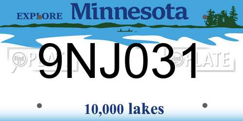 9NJ031 Minnesota License Plate