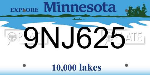 9NJ625 Minnesota License Plate