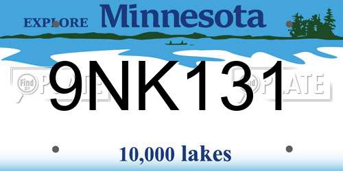 9NK131 Minnesota License Plate