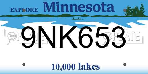 9NK653 Minnesota License Plate
