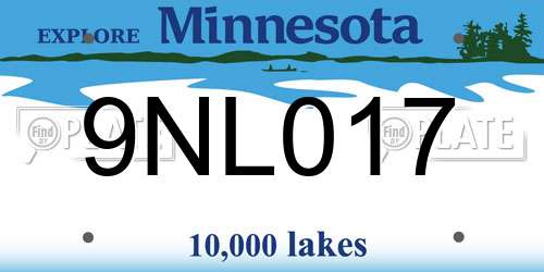 9NL017 Minnesota License Plate