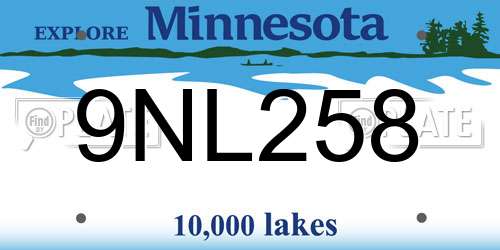 9NL258 Minnesota License Plate