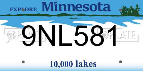 9NL581 Minnesota License Plate