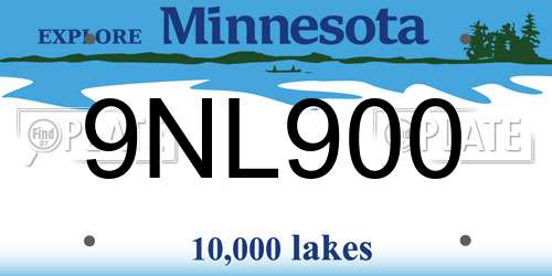 9NL900 Minnesota License Plate