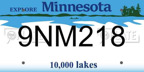 9NM218 Minnesota License Plate