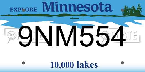 9NM554 Minnesota License Plate