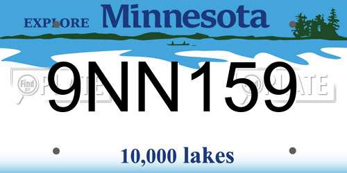 9NN159 Minnesota License Plate