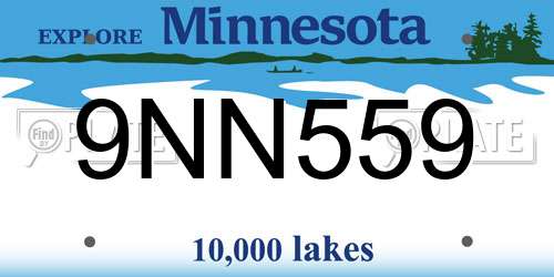9NN559 Minnesota License Plate