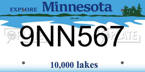 9NN567 Minnesota License Plate