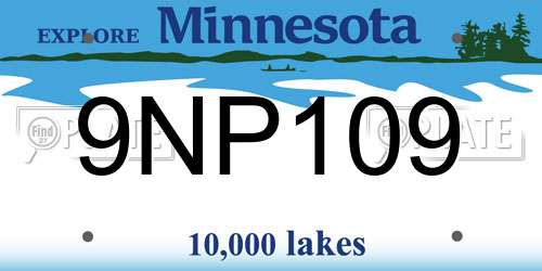 9NP109 Minnesota License Plate