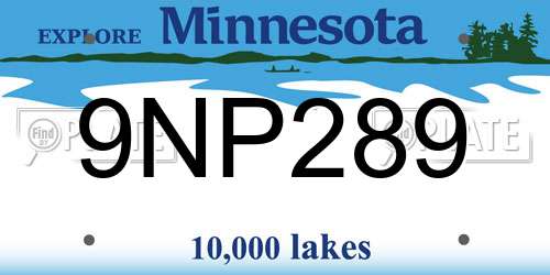 9NP289 Minnesota License Plate