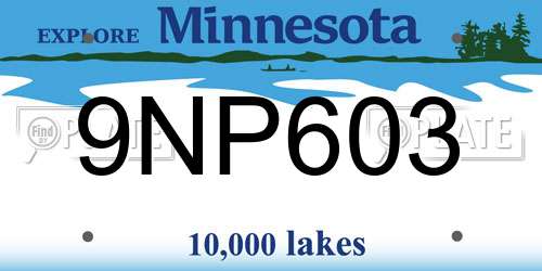 9NP603 Minnesota License Plate