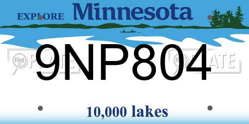 9NP804 Minnesota License Plate