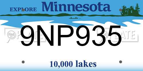 9NP935 Minnesota License Plate