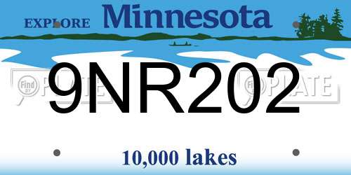 9NR202 Minnesota License Plate
