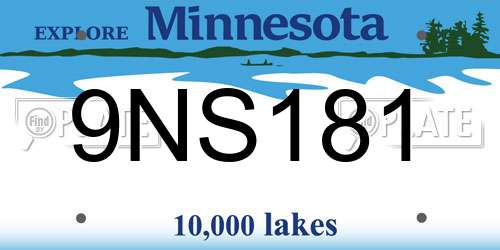 9NS181 Minnesota License Plate