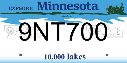 9NT700 Minnesota License Plate