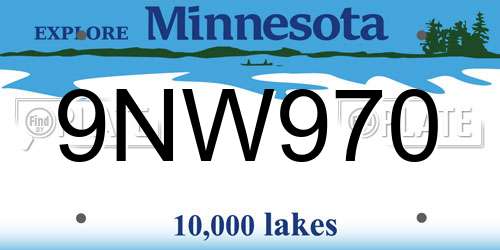 9NW970 Minnesota License Plate