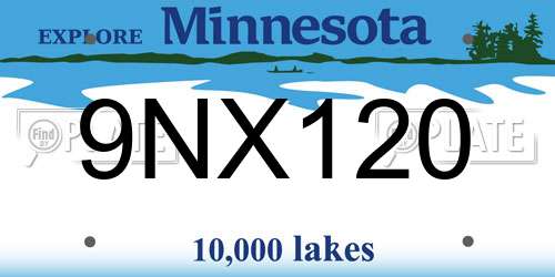 9NX120 Minnesota License Plate