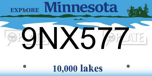 9NX577 Minnesota License Plate
