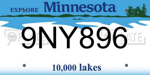 9NY896 Minnesota License Plate