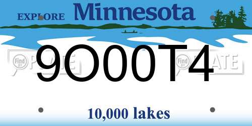 9O00T4 Minnesota License Plate