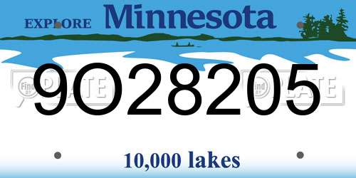 9O28205 Minnesota License Plate