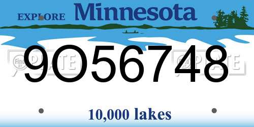 9O56748 Minnesota License Plate