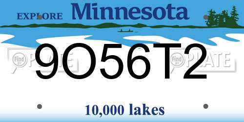 9O56T2 Minnesota License Plate