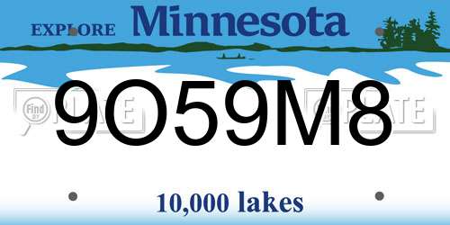 9O59M8 Minnesota License Plate