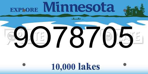 9O78705 Minnesota License Plate