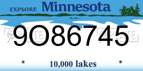 9O86745 Minnesota License Plate